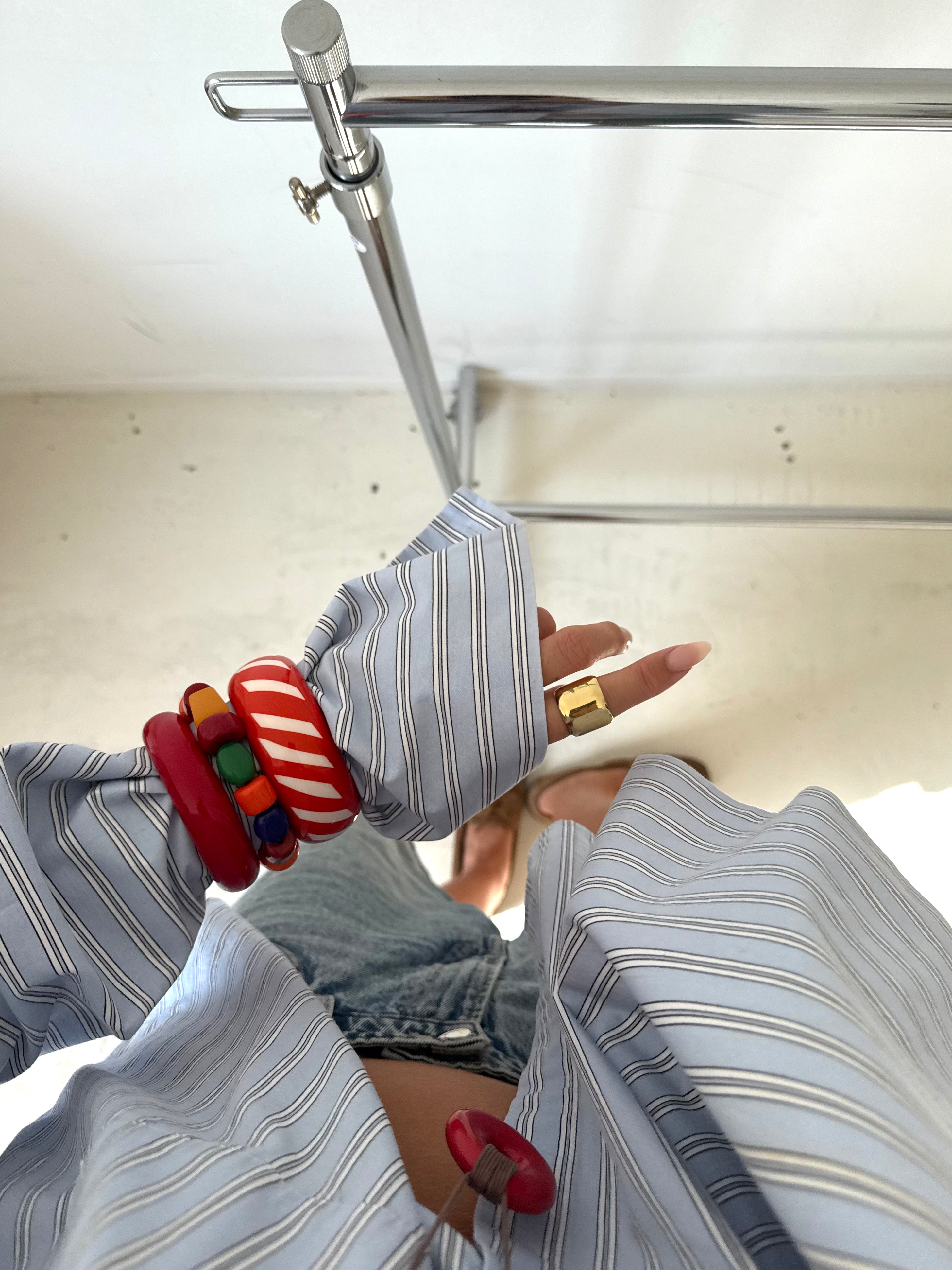 The Coral Red Striped bangle